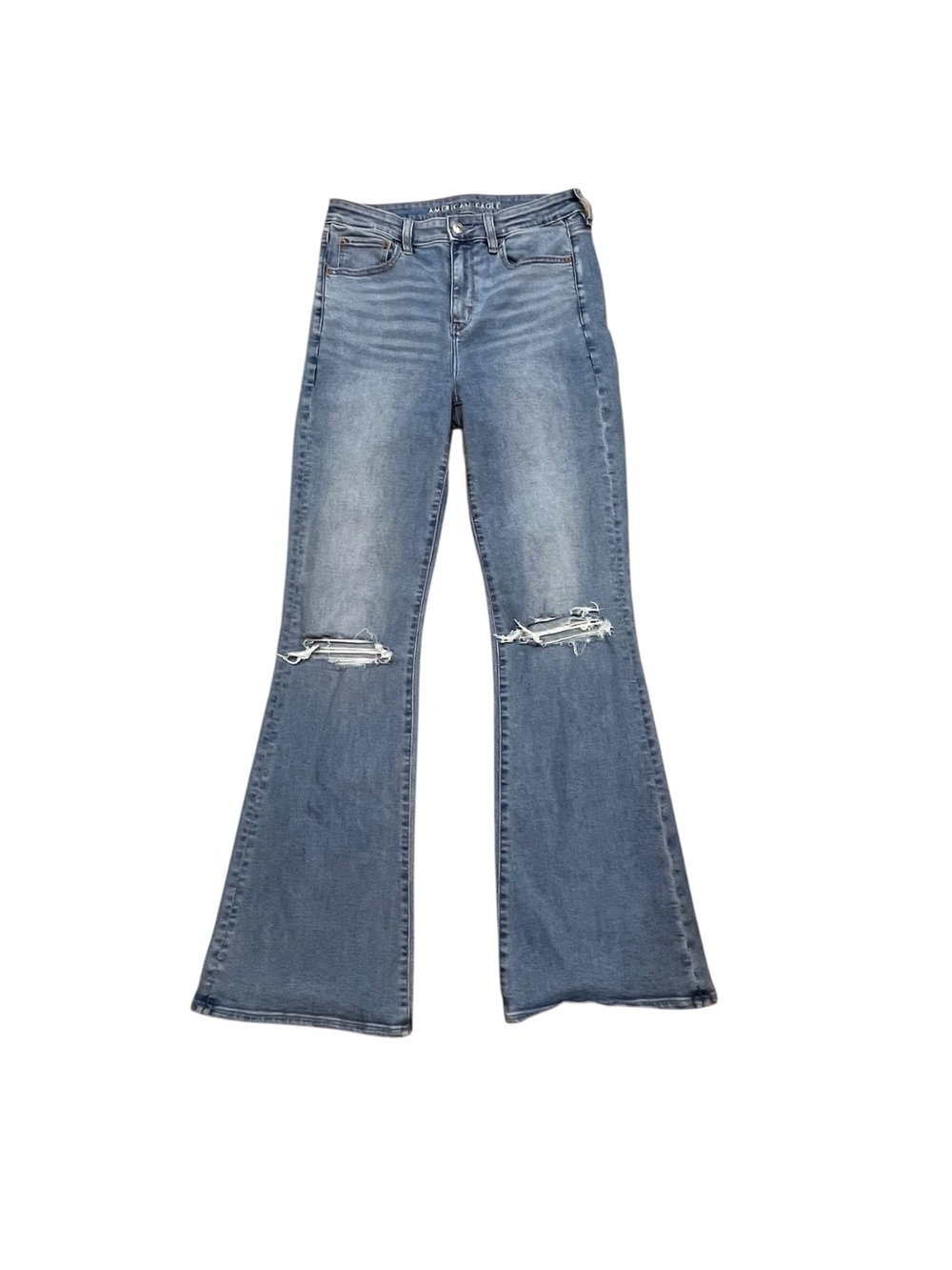 American Eagle Flare Jeans Next Level Stretch Super High Rise Wash 8 Long